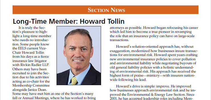SterlingRisk's Howard Tollin is Featured in The New York Environmental Lawyer