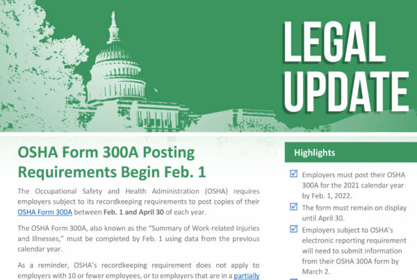 OSHA Form 300A Posting Requirements Begin Feb 1