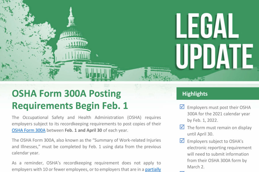 OSHA Form 300A Posting Requirements Begin Feb 1