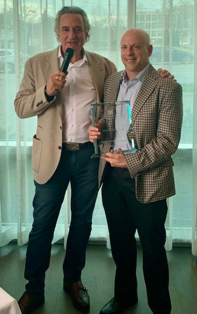 Brad Dubler accepting his Highest Overall Production Award at the Producer Excellence Awards